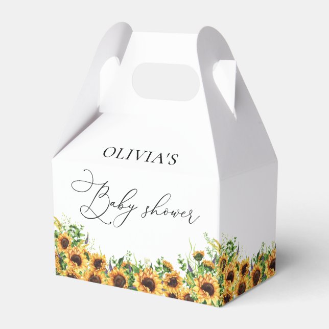 Caja de favoritos de Baby Shower con girasol (Front Side)