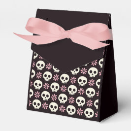 Caja de favoritos de cráneo rosa y negro