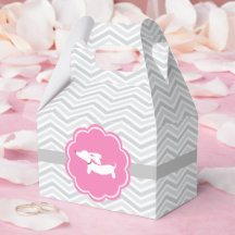 Caja de favoritos de la fiesta de Dachshund rosa