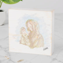 Caja de madera: Virgen María con Cristo.