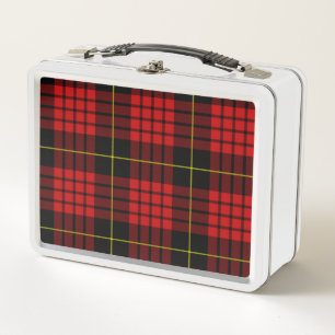 Caja de metal a cuadros rojos para almuerzo