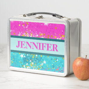 Caja de metal de colores brillantes para el almuer