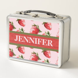 Caja de metal de fresas silvestres para almuerzo