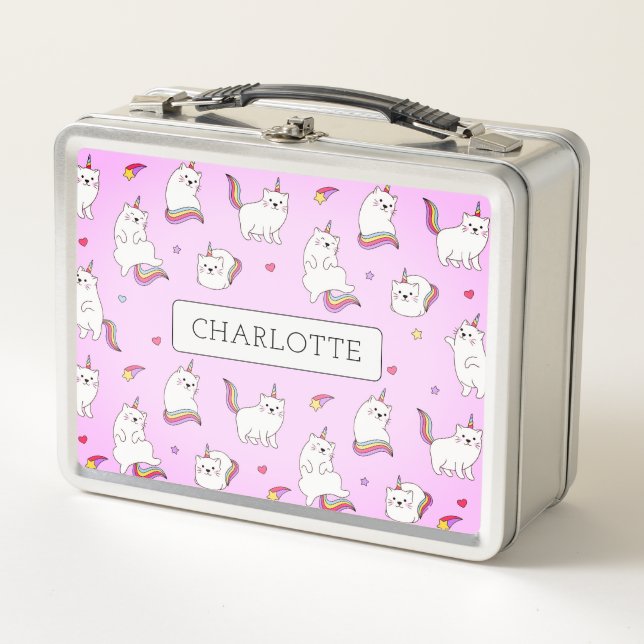 Caja de metal de gatos arcoíris caprichosos (Anverso)