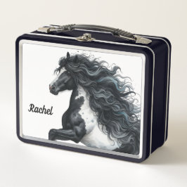 Caja de metal para almuerzo de caballo hermoso