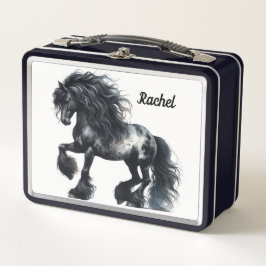 Caja de metal para almuerzo de caballo hermoso
