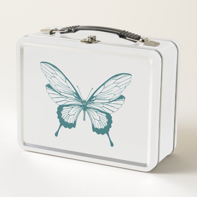 Caja de metal para almuerzo de mariposa (Anverso)