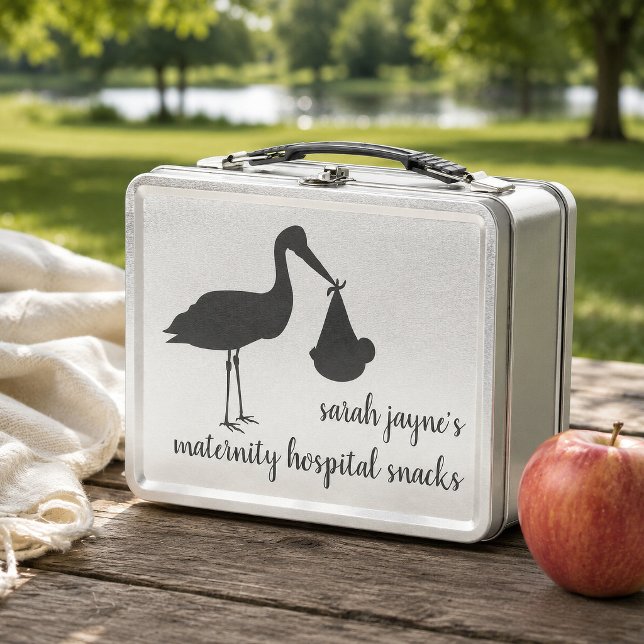 Caja de metal retro personalizada para entrega de  (For your emergency maternity snacks. Add your name!)