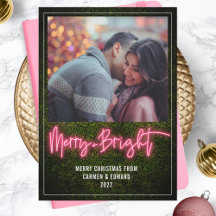 Caja de Navidad de boj rosa neón Merry + Bright pa
