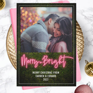 Caja de Navidad de boj rosa neón Merry + Bright pa