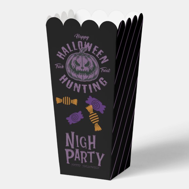 Caja de palomitas de Halloween - Calabaza negra y  (Anverso)
