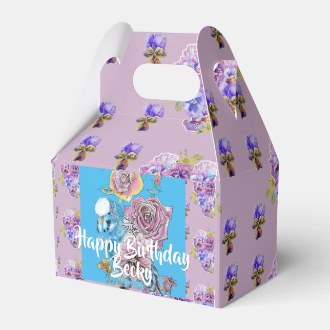 Caja de pastel de cumpleaños con flores de lavanda (Front Side)