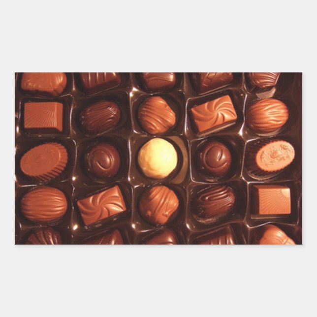 Caja de Pegatinas rectangulares de chocolate (Anverso)