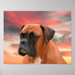 Caja de perro Boxer adorable arte de pintura al ól