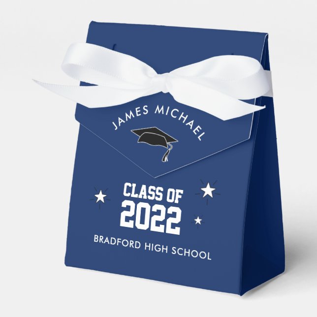 Caja de Personalizados de graduación azul y blanco (Front Side)