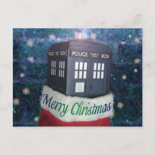caja de policía azul de las Felices Navidad en la