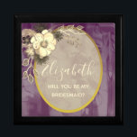 Caja de propuestas de la dama de honor púrpura rus<br><div class="desc">Rústico,  moderno,  elegante,  floral de imitación de oro y malva caja de propuestas de la Bridesmaid con flores acuarelas. ¡Una elección perfecta para las bodas románticas y contemporáneas!</div>