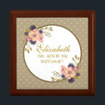 Caja de propuestas de la dama de honor rosa rusa<br><div class="desc">Caja de propuestas rústica,  moderna,  elegante,  acuarela de color rosa floral y dorado de la dama de honor.</div>