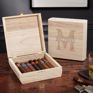 Caja de puros de madera de Oakmont Santiago grabad