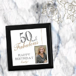 Caja De Regalo 50 y Fabulous Elegant 50th Birthday Photo<br><div class="desc">50 y Fabulous Elegant 50th Birthday Photo box. Añade tu nombre y foto.</div>