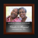 Caja De Regalo 60th Diamond Anniversary Damask Photo<br><div class="desc">This beautiful lacquered Jewelry or Trinket Box is adorned with our beautiful Wedding Anniversary Collection designs and holds the anniversary couple's photograph, date of their Diamond Anniversary and their names. A lovely way to cherish the memories you made celebrating 60-years together. A beautiful gift for the husband to give his...</div>