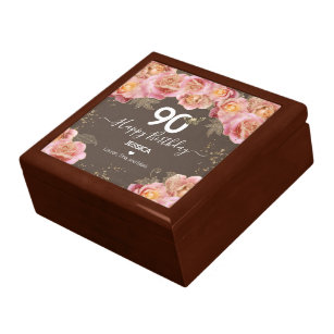Caja De Regalo 90.ª Cajera de joyas de madera de cumpleaños
