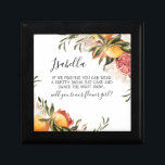 Caja De Regalo Acuarela Citrus Floral | Ser mi chica flor<br><div class="desc">Pida a tus mejores amigos o familia que sean parte de tu día especial con esta floral caja de regalo "Will You Be My Flower Girl" con flores de cítricos de color agua y escritura de caligrafía femenina. Regalo de "doncella de honor", "Matrón de honor", "niñera de honor" o "niña...</div>