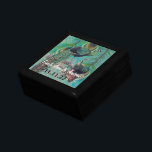 Caja De Regalo Aniversario de la boda Damasco de las plumas de pa<br><div class="desc">Boda Negro Lacquer Keepsake Personalizado Diseñador Caja de joyas personalizada o caja de memoria Elegante Boda único Navidades de aniversario regalos o regalos de Día de San Valentín</div>