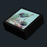 Caja De Regalo Aniversario de la boda Damasco de las plumas de pa<br><div class="desc">Boda Negro Lacquer Keepsake Personalizado Diseñador Caja de joyas personalizada o caja de memoria Elegante Boda único Navidades de aniversario regalos o regalos de Día de San Valentín</div>