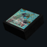 Caja De Regalo Aniversario de la boda Damasco de las plumas de pa<br><div class="desc">Boda Negro Lacquer Keepsake Personalizado Diseñador Caja de joyas personalizada o caja de memoria Elegante Boda único Navidades de aniversario regalos o regalos de Día de San Valentín</div>