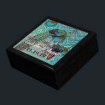 Caja De Regalo Aniversario de la boda Damasco de las plumas de pa<br><div class="desc">Boda Negro Lacquer Keepsake Personalizado Diseñador Caja de joyas personalizada o caja de memoria Elegante Boda único Navidades de aniversario regalos o regalos de Día de San Valentín</div>