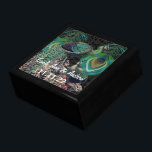 Caja De Regalo Aniversario de la boda Damasco de las plumas de pa<br><div class="desc">Boda Negro Lacquer Keepsake Personalizado Diseñador Caja de joyas personalizada o caja de memoria Elegante Boda único Navidades de aniversario regalos o regalos de Día de San Valentín</div>