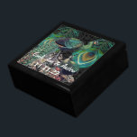 Caja De Regalo Aniversario de la boda Damasco de las plumas de pa<br><div class="desc">Boda Negro Lacquer Keepsake Personalizado Diseñador Caja de joyas personalizada o caja de memoria Elegante Boda único Navidades de aniversario regalos o regalos de Día de San Valentín</div>