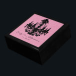Caja De Regalo Aniversario de la Damasco Negro Rosa de Chandelier<br><div class="desc">Boda Negro Lacquer Keepsake Personalizado Diseñador Caja de joyas personalizada o caja de memoria Elegante Boda único Navidades de aniversario regalos o regalos de Día de San Valentín</div>