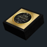 Caja De Regalo Aniversario del 50° Boda negro y Purpurina<br><div class="desc">Elegante purpurina negro y dorado 50 aniversario boda con orejas de diamante blanco y texto de personalizable.</div>
