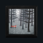 Caja De Regalo Arte Forestal Fox<br><div class="desc">Un zorro rojo salvaje se alza entre los árboles en un bosque oscuro. Un cuadro paisajístico para los amantes de los animales,  la naturaleza y la fauna.</div>