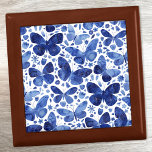 Caja De Regalo Azul de agua de mariposas<br><div class="desc">Pintura de mariposa color azul y blanco índigo.</div>