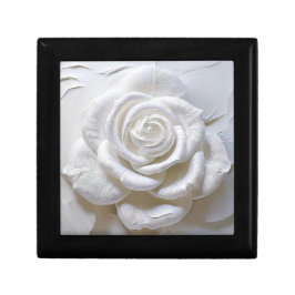 Caja De Regalo Blanco sobre blanco - Rosa esculpido