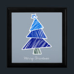 Caja De Regalo Blue Sketchy Christmas Tree Regalo Box<br><div class="desc">Patrón lindo y colorido con árboles de navidad garabateados. Un regalo perfecto para los Navidades.</div>
