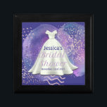 Caja De Regalo Boda Bridal Shower Gown Purple & Rosa Gold Glam<br><div class="desc">Boda de la ducha de novia Gown Purple Watercolor y Rosa de Acentos Purpurinas de oro - Personalizado hecho con el nombre de la novia a ser y la fecha de su evento.</div>