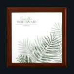 Caja De Regalo Boda de la hoja de palma exuberante Bridesmaid Gre<br><div class="desc">Una paleta de colores a la moda en tonos suaves como el té y el musgo o el verde oscuro cazador; marcos geométricos brillantes y elegantes diseños, constituyen la base de esta excitante suite boda. Tanto si planea una boda de destino como si se aloja cerca de casa, este delicado...</div>