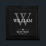 Caja De Regalo Boda Mejor regalo de hombre Nombre personalizado M<br><div class="desc">Boda Mejor Regalo Hombre Nombre Personalizado Moderno Cute Keepsake Caja de regalo. Haga clic en personalizar esta plantilla para personalizar con el nombre inicial de su apellido de monograma, su nombre y fecha rápida y fácilmente. Artículos de regalo del mejor hombre que coincidan en la tienda. Barcos en todo el...</div>