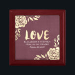 Caja de regalo boda Rosas dorados modernos rojo bo<br><div class="desc">Modernas plantillas de cajas de regalo Boda - Modernos y espléndidos Rosas de Relieve metalizado dorado y un vintage fondo rojo borgoña. Un diseño perfecto para tu gran día. ¡Todo el estilo de texto,  colores,  tamaños se pueden modificar para adaptarlo a sus necesidades!</div>