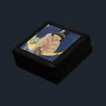 Caja De Regalo Boda vintage, novia linda y novio en una luna<br><div class="desc">Imagen de boda romántico y amor por el ilustracion de la época que muestra a una linda pareja de bebés sentada en una luna creciente en el cielo nocturno con estrellas brillantes. La novia luce un velo y un ramo de flores boda y florido. El novio tiene un sombrero de...</div>