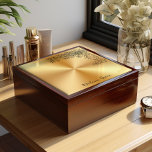 Caja De Regalo Borde floral metálico de oro personalizado<br><div class="desc">Caja de joyería de lujo sencilla, mezcla perfecta elegancia y personalización. Esta caja de joyería, construida a partir de la madera real y la cerámica con un diseño impreso en metal dorado, está diseñada para ser una hermosa pantalla y una solución de almacenamiento funcional. La parte superior de la caja...</div>