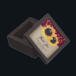 Caja De Regalo Burlap Burgundy Sunflower Boda Gracias<br><div class="desc">Personalice esta caja de regalo con flores de Borgoña inspirada en los girasoles para crear una hermosa caja de boda/memorial/keepsake/ducha de novia o caja de regalo de boda,  por ejemplo.</div>