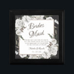 Caja De Regalo Cita personalizada de la dama de honor de Coraje V<br><div class="desc">Rosas y Flores Vintage de Flores Blancas y Oro Rosa. Un estilo clásico vintage y elegante, con muchas hojas y follaje gris, marfil blanco, oro Rosa, rosa sucio, verde pálido y gris. Con elementos florales pintados a mano, fuentes clásicas de guión vintage y marco cuadrado geométrico elegante Rosa Purpurina oro...</div>
