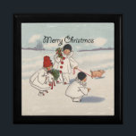 Caja De Regalo Clásico Vintage Christmas Snow Child<br><div class="desc">¡Qué gran carta de Navidades! De una tarjeta de Navidades de 1916,  que muestra a niños nevados caminando con su cerdito en la nieve. ¡Festividad y gracia!</div>