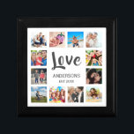 Caja De Regalo Collage de fotos familiar personalizado blanco per<br><div class="desc">Crea tu propio collage personalizado de 12 fotos, caja de regalo con tus imágenes personalizados en un sencillo fondo blanco moderno. La cara de la caja de regalo también incluye el nombre de tu familia, el año establecido y un guión escrito a mano de "Amor". Añade tus fotos, diseños o...</div>