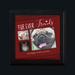 Caja De Regalo Collage de fotos Mascota de Forever Friends<br><div class="desc">Para el amante de las mascotas en su vida,  esta plantilla de caja de keepsake fácil de usar es una opción de collage de 3 fotos. Todo el texto es ajustable. El diseño también se puede cambiar con el personalizar más opciones. Acento cardíaco dibujado a mano.</div>